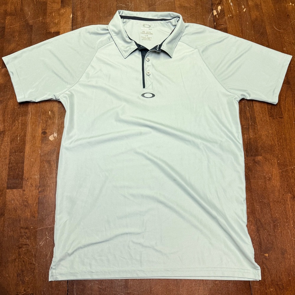 Oakley Polo Shirt Mens Large L Gray hydrolix Performance Short Sleeve Golf